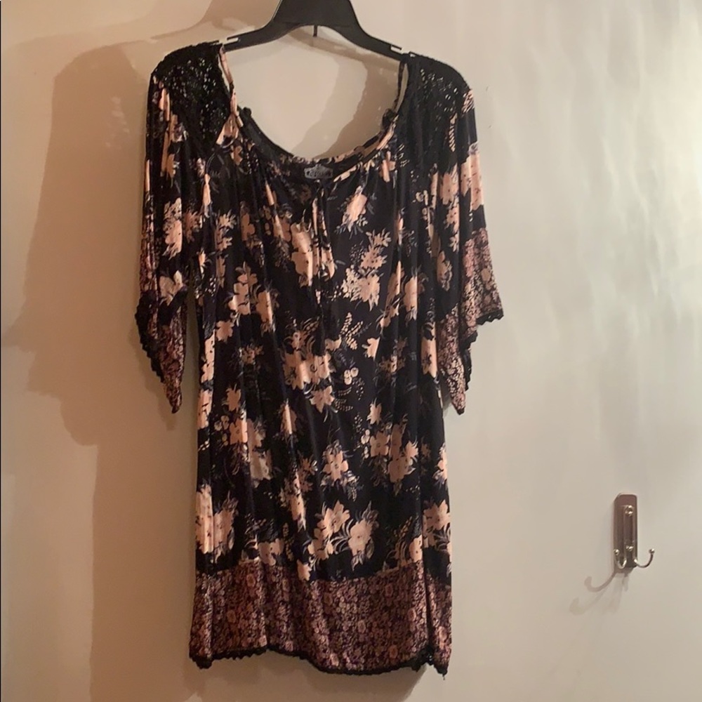 Nordstrom black and pink floral dress